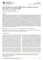 Not all clicks are equal: digital dose, content, and user disposition in mental health